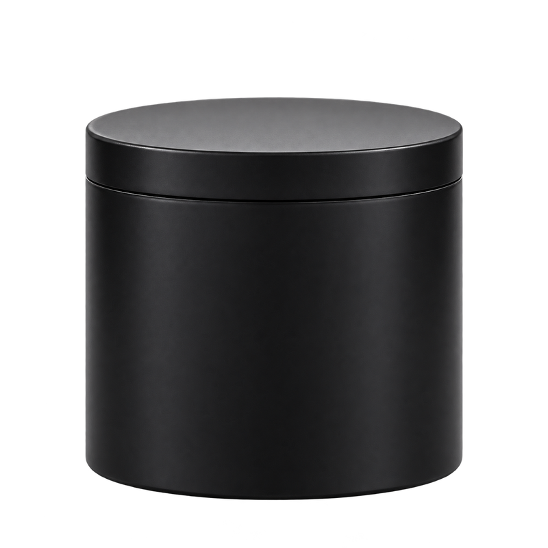 Lata Carbón 8oz — metal negro mate, tapa a presión